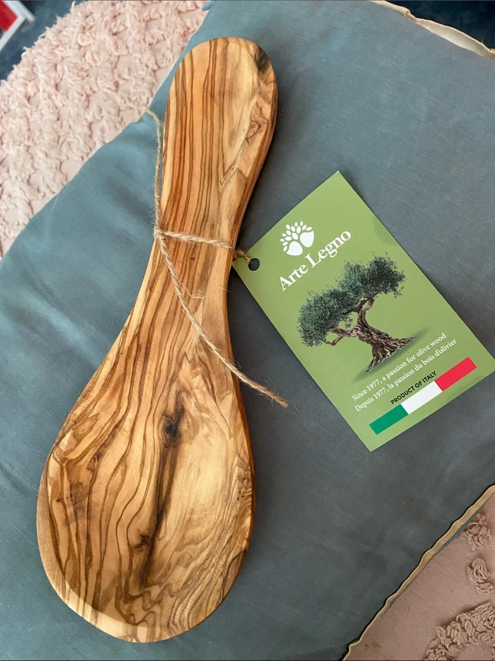 Olive Wood Spoon Rest / Serving Spoon - Natural Brown